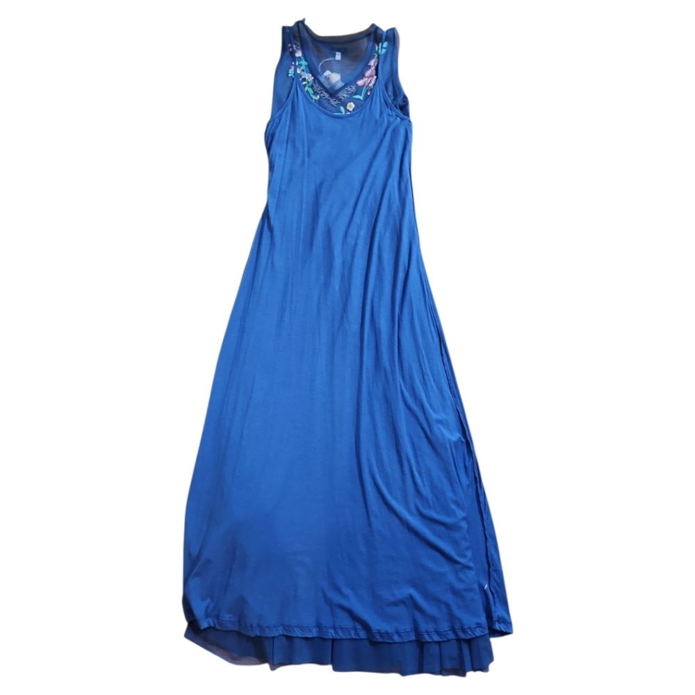 NWT Johnny Was Mazzy Bias Blue Embroidered Maxi Dress M - Picture 11 of 13